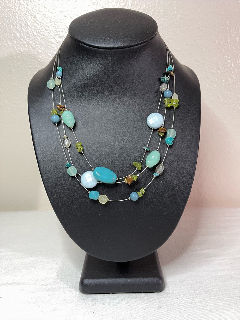 Lia Sophia Multi-Strand Turquoise color & Green Bead Necklace